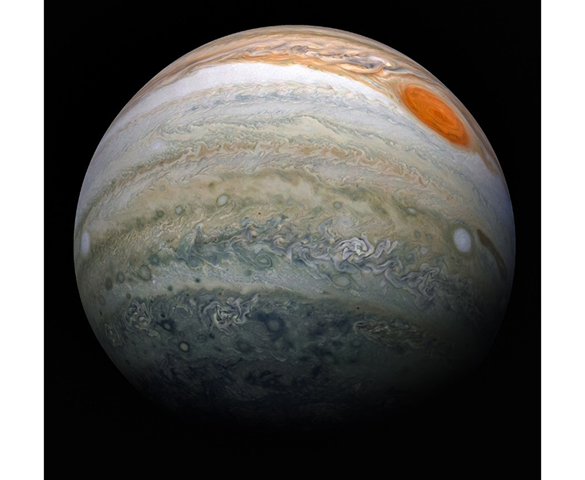 木星探査機「ジュノー」で撮像された木星の大気。